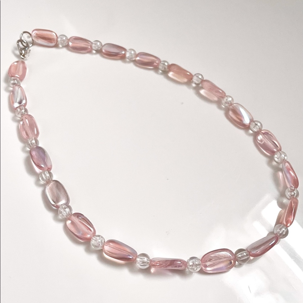 Pink iridescent necklace